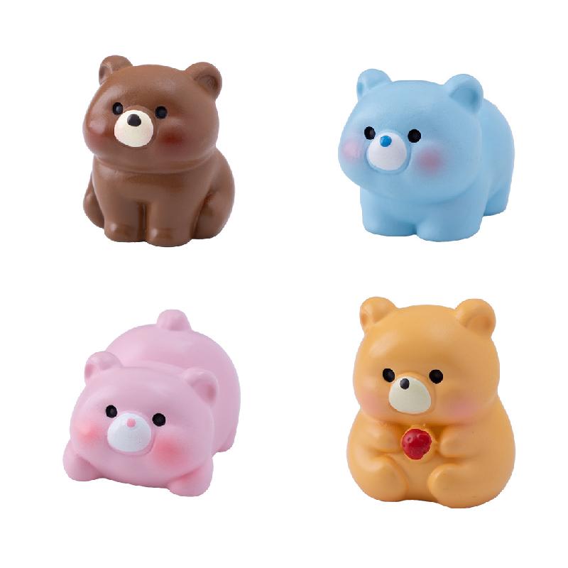 微景观创意萌萌小熊公仔萌粒娃娃屋 DIY装饰品配件迷你车载小摆件