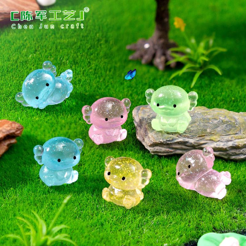 跨境新品微景观创意夜光胖胖细闪六角龙 DIY装饰品配件迷你小摆件