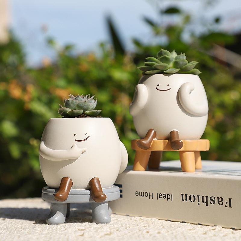 Chậu cây mọng nước resin tạo hình độc đáo, chậu mini để bàn, trang trí ban công và sân vườn (RG-190)