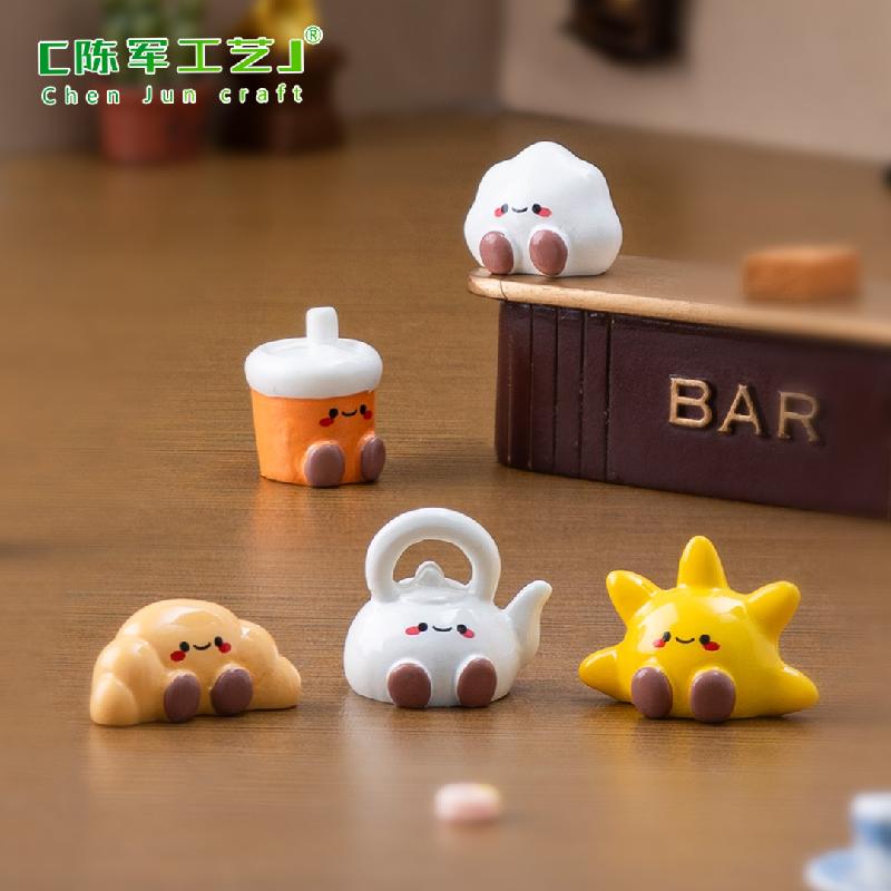 微景观创意治愈小动物牛角包太阳萌粒 DIY装饰品挂配件迷你小摆件