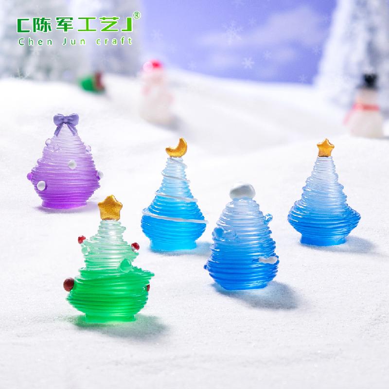 跨境微景观创意夜光拉丝圣诞树雪地造景 DIY装饰品配件迷你小摆件