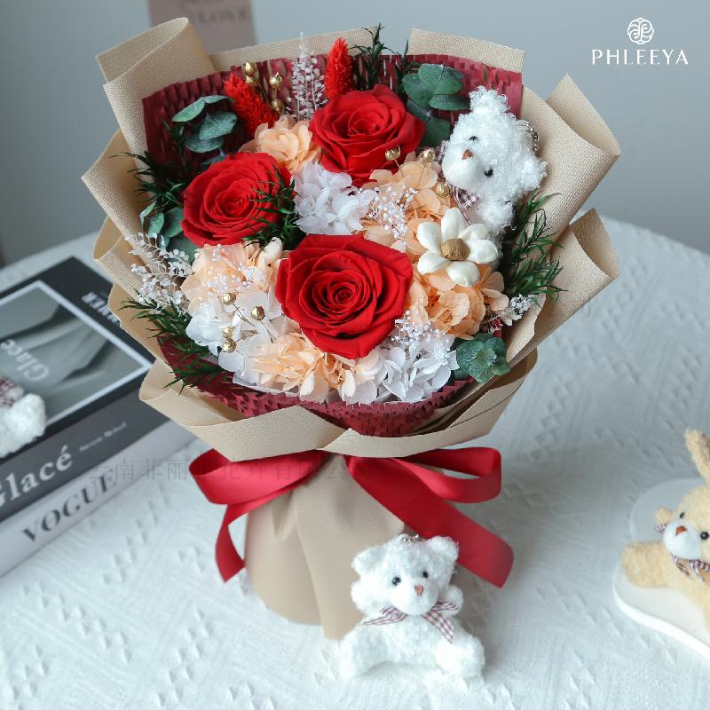 Bó hoa hồng vĩnh cửu quà giáo viên Thất Tịch Valentine cao cấp (HK-40)
