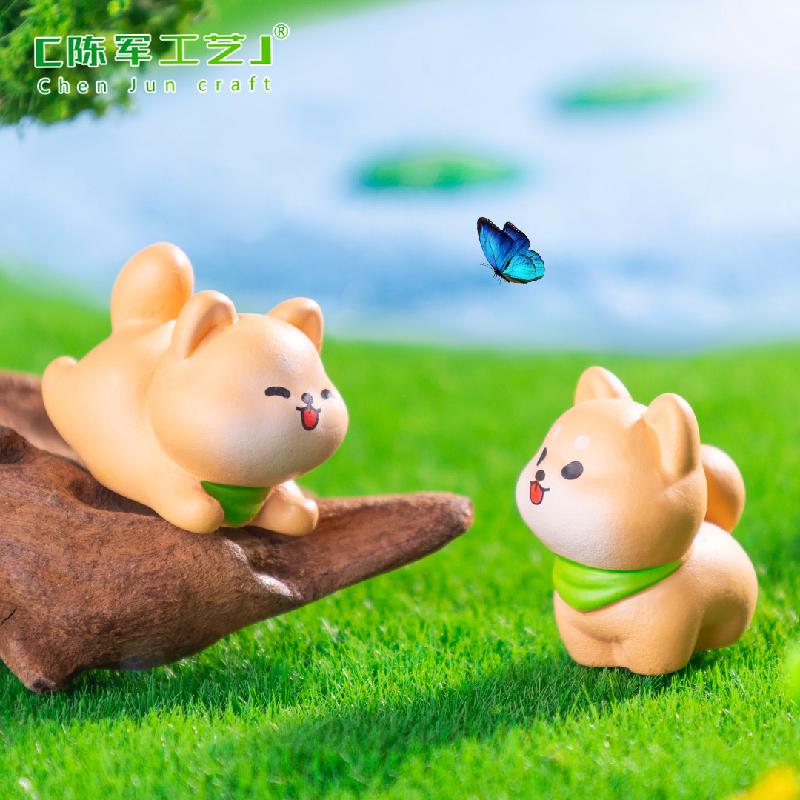 可爱豆柴犬小狗公仔 园艺造景diy装饰品配件微景观桌面车载小摆件