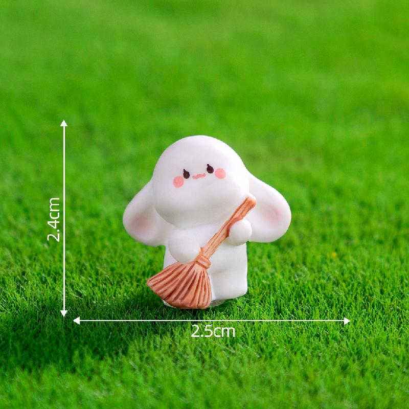 Tiểu cảnh thỏ, gấu lao động, nhà nhỏ DIY, phụ kiện resin tiểu cảnh mini (ZC-552)