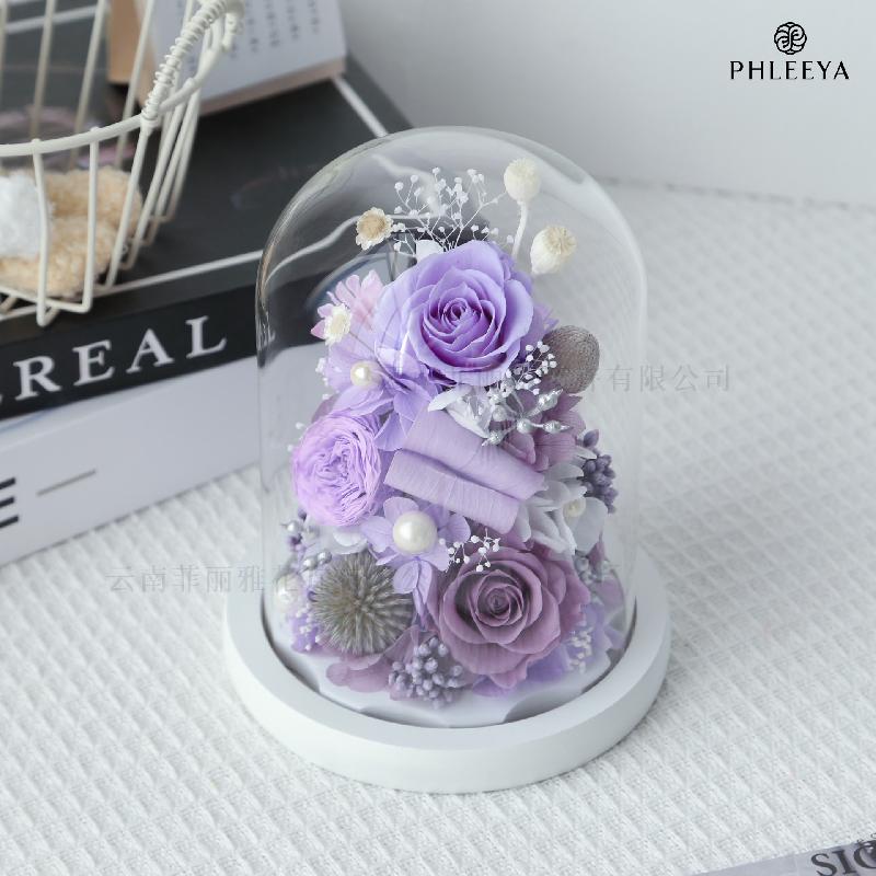 Lồng kính kỳ lân hoa hồng vĩnh cửu quà Noel giáo viên Valentine (HK-105)