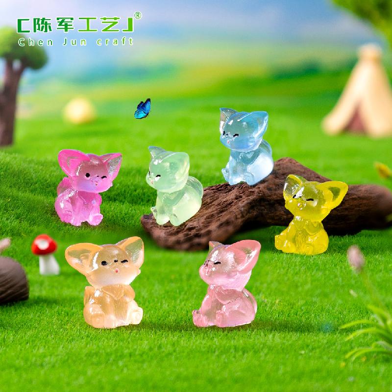 跨境微景观创意可爱夜光耳廓狐园艺造景 DIY装饰品配件迷你小摆件