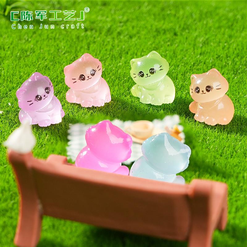 微景观创意新品夜光歪头小猫咪园艺造景 DIY装饰品配件迷你小摆件