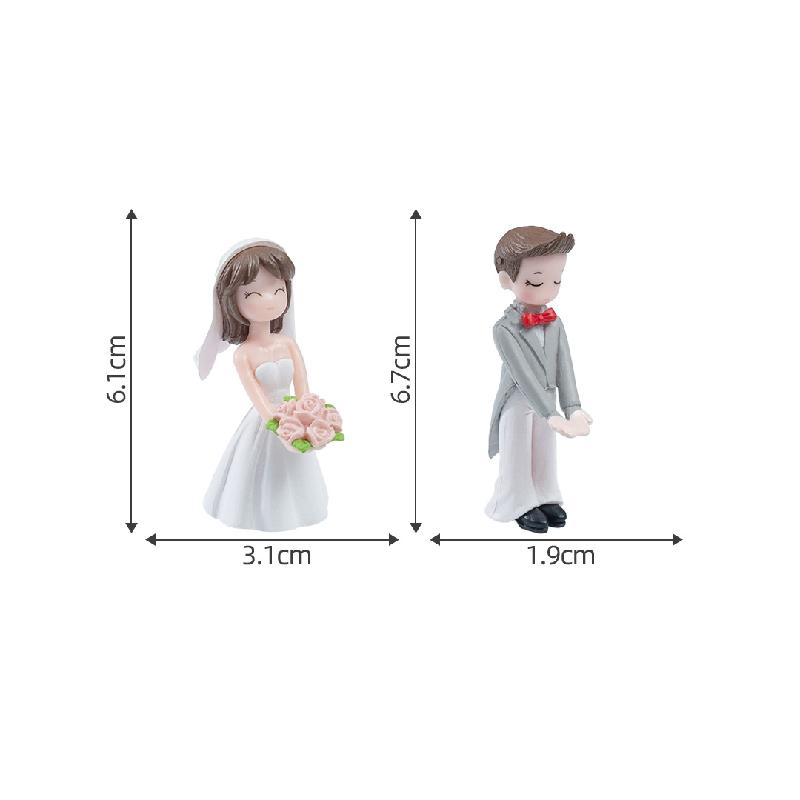Tiểu cảnh đôi tặng hoa trang trí bánh phong cách nữ tính (ZC-1045)