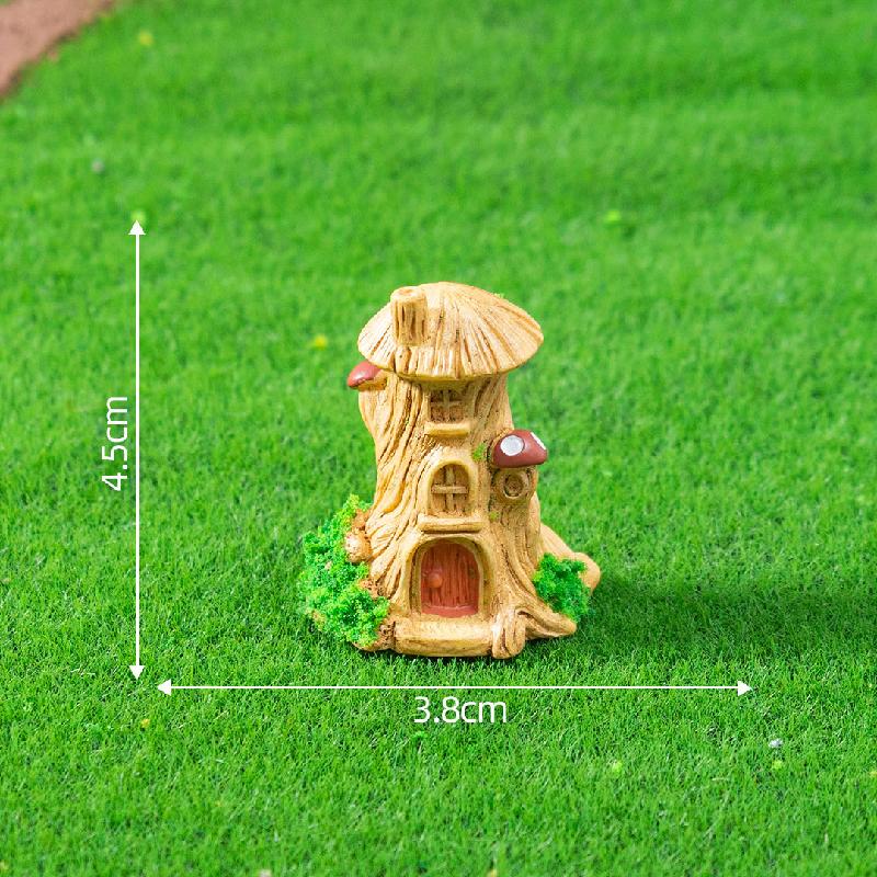 跨境新品微景观树桩屋木椅砖片庭院造景 DIY装饰品配件迷你小摆件