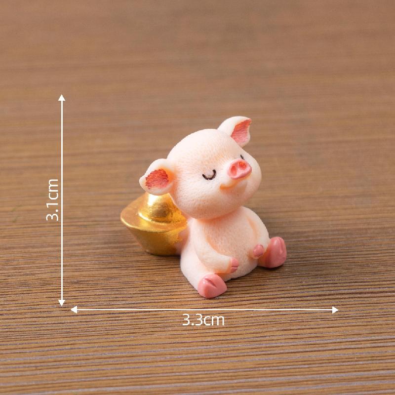 Tiểu cảnh heo may mắn, trang trí cây cảnh và xe hơi mini (ZC-398)