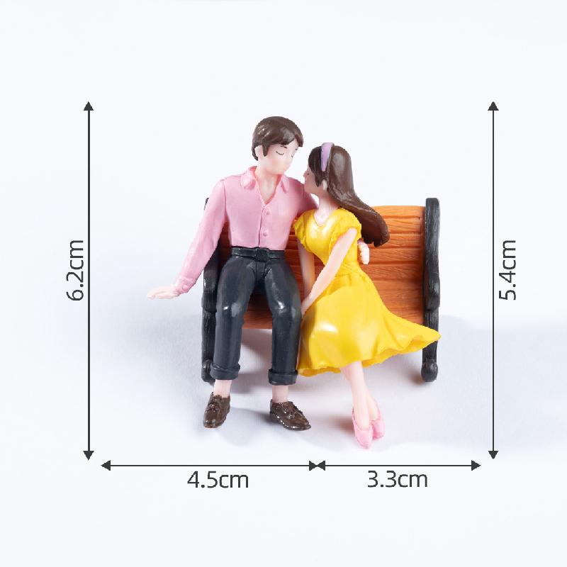 微景观创意长椅情侣七夕节日造景 DIY装饰配件迷你汽车桌面小摆件