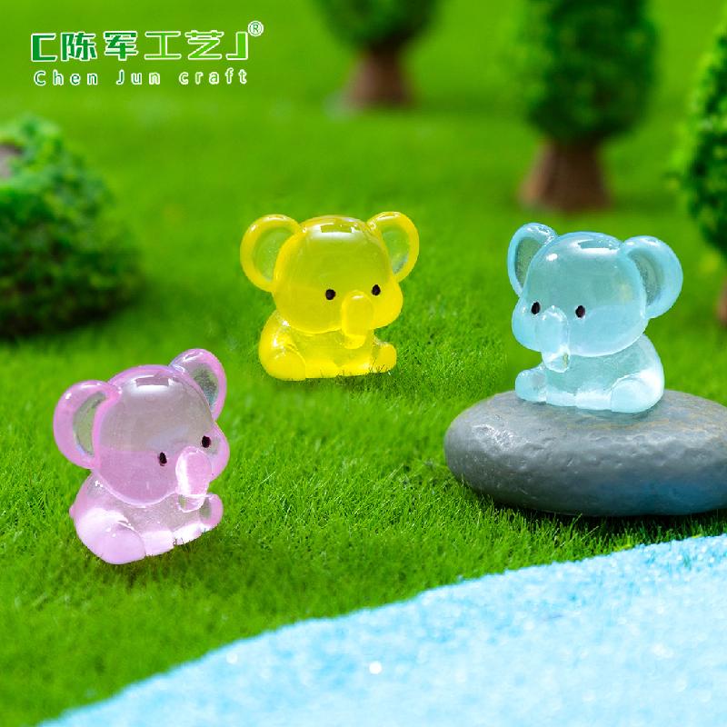 微景观创意夜光小象萌粒园艺造景 DIY装饰品挂配件迷你树脂小摆件