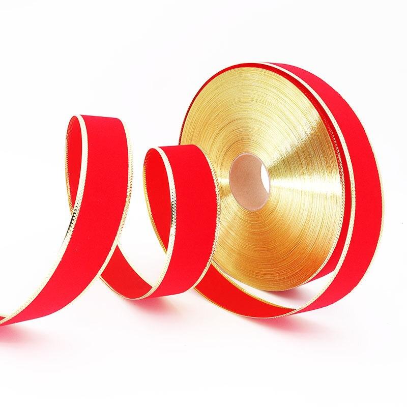 Ruy băng Giáng Sinh đỏ, nơ nhung, và dây viền vàng, lý tưởng cho trang trí cây thông, vòng nguyệt quế và các phụ kiện lễ hội.