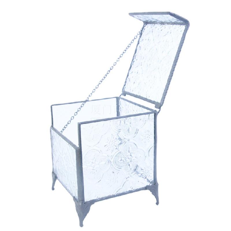 DG-238 Hộp trang sức cao góc, cây thực vật mụn, thảo mộc hình ảnh nhỏ, kính lớn không đều, hoa bền vĩnh cửu