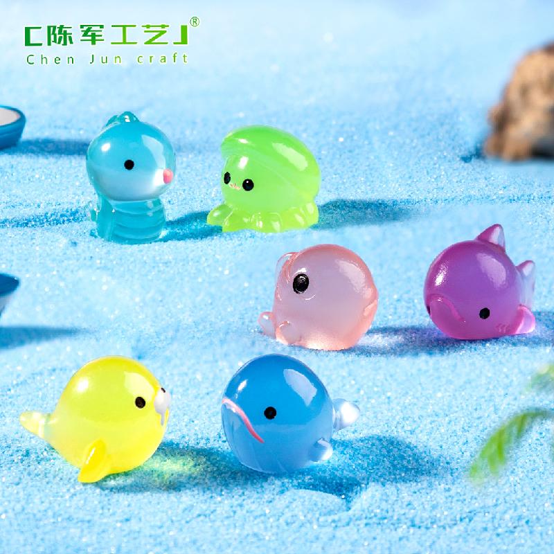 微景观创意夜光鲨鱼海洋动物生态瓶 DIY装饰品配件迷你桌面小摆件