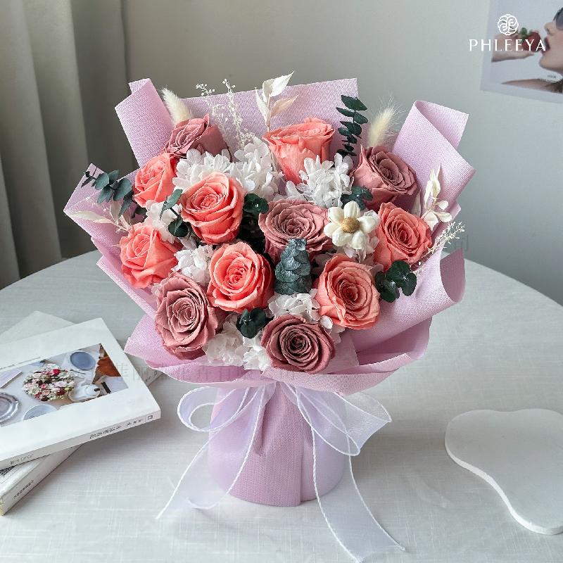 Bó hoa hồng vĩnh cửu quà tặng giáo viên Valentine Thất Tịch (HK-14)