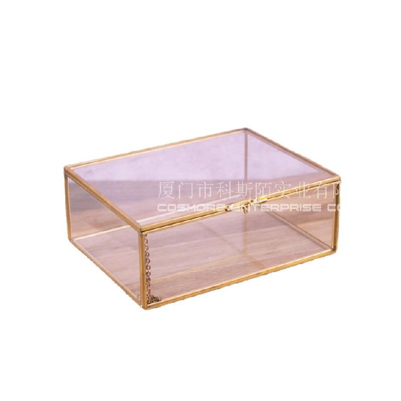 DG-178 Hộp kính hình hộp chữ nhật Bắc Âu vàng cổ điển nhiều mặt hình hộp