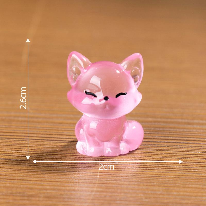 微景观创意夜光小狐狸动物盲袋配件 DIY装饰品配件迷你树脂小摆件