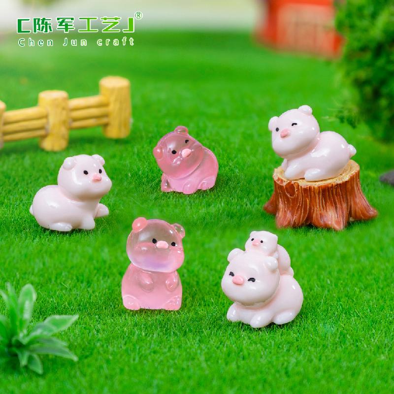 微景观可爱夜光胖墩墩小猪萌粒公仔DIY 装饰品配件迷你桌面小摆件