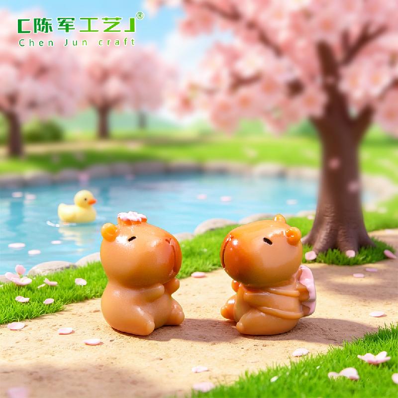 Capybara hoa anh đào mùa xuân mini tiểu cảnh (PK-700)