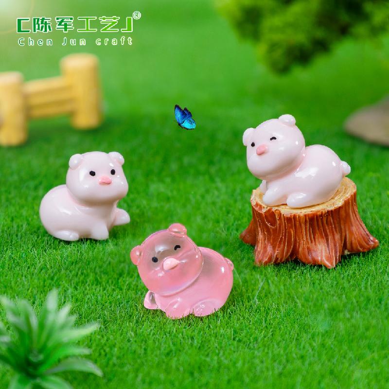 微景观可爱夜光胖墩墩小猪萌粒公仔DIY 装饰品配件迷你桌面小摆件