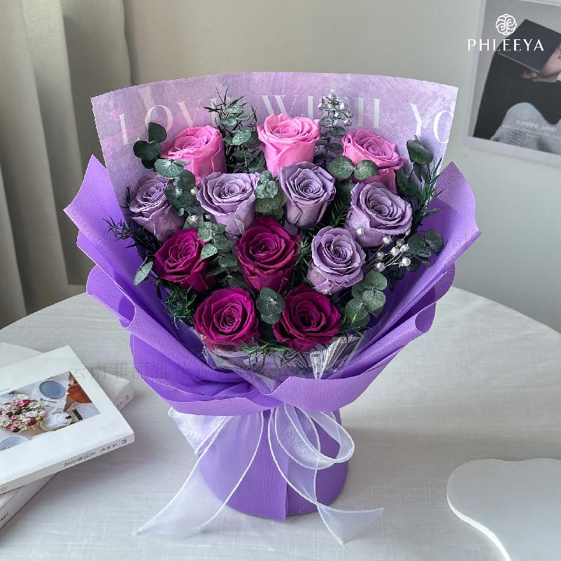 Bó hoa hồng vĩnh cửu quà tặng giáo viên Valentine Thất Tịch (HK-14)