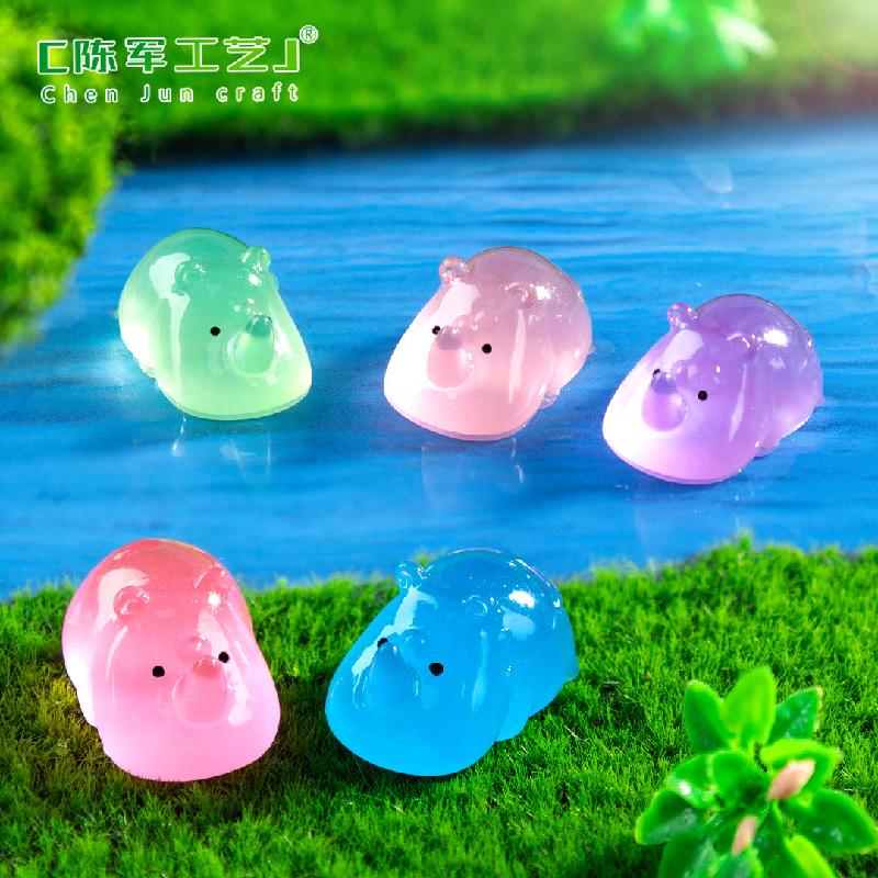 跨境新品微景观创意夜光小犀牛公仔动物 DIY装饰品配件迷你小摆件