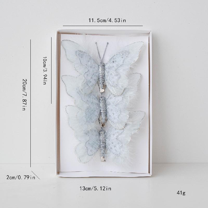 Trang trí Giáng Sinh hình bướm hai lớp kim tuyến, phụ kiện cây thông Noel, đồ treo Noel đẹp và sang trọng