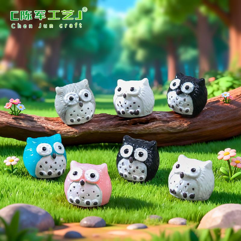 Tiểu cảnh cú mèo nhỏ 4 màu, trang trí cây cảnh DIY mini (ZC-351)
