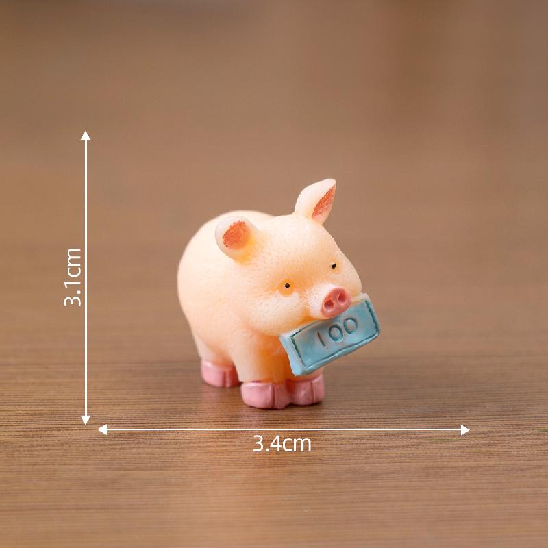 Tiểu cảnh heo may mắn, trang trí cây cảnh và xe hơi mini (ZC-398)