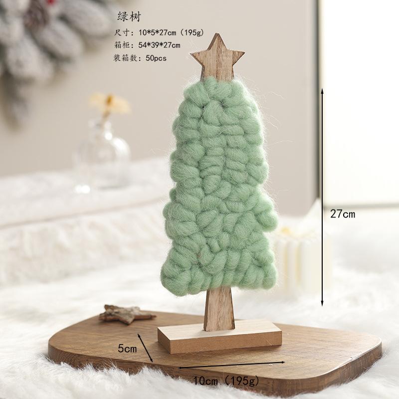 Đồ trang trí Giáng Sinh phong cách Bắc Âu - gỗ và len, bao gồm tuần lộc, ông già Noel, cây thông. Hoàn hảo cho trang trí bàn và không gian Giáng Sinh.