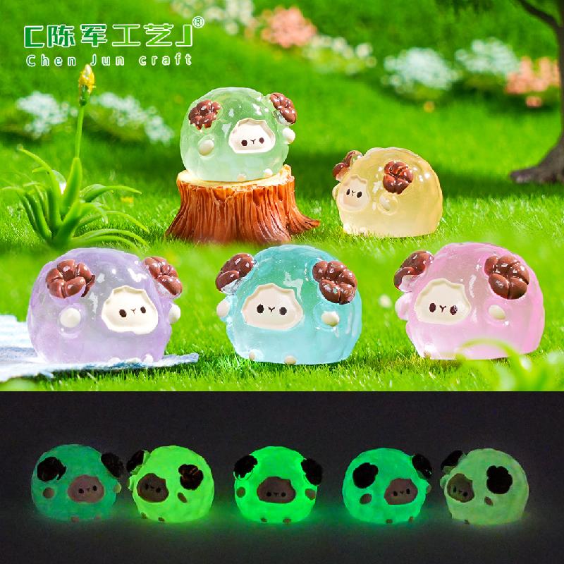 跨境微景观创意夜光小绵羊园艺造景 DIY装饰品配件迷你桌面小摆件