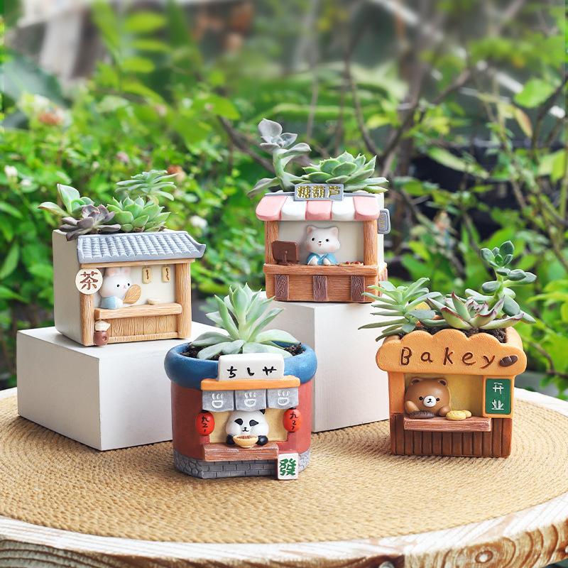 Chậu cây mọng nước hình trứng hoạt hình mặt lười resin, chậu mini để bàn, đồ trang trí vui nhộn (RG-189)