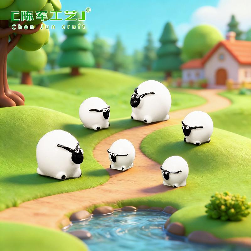 Tiểu cảnh cừu dễ thương, phụ kiện mini cho chậu cây (ZC-39)