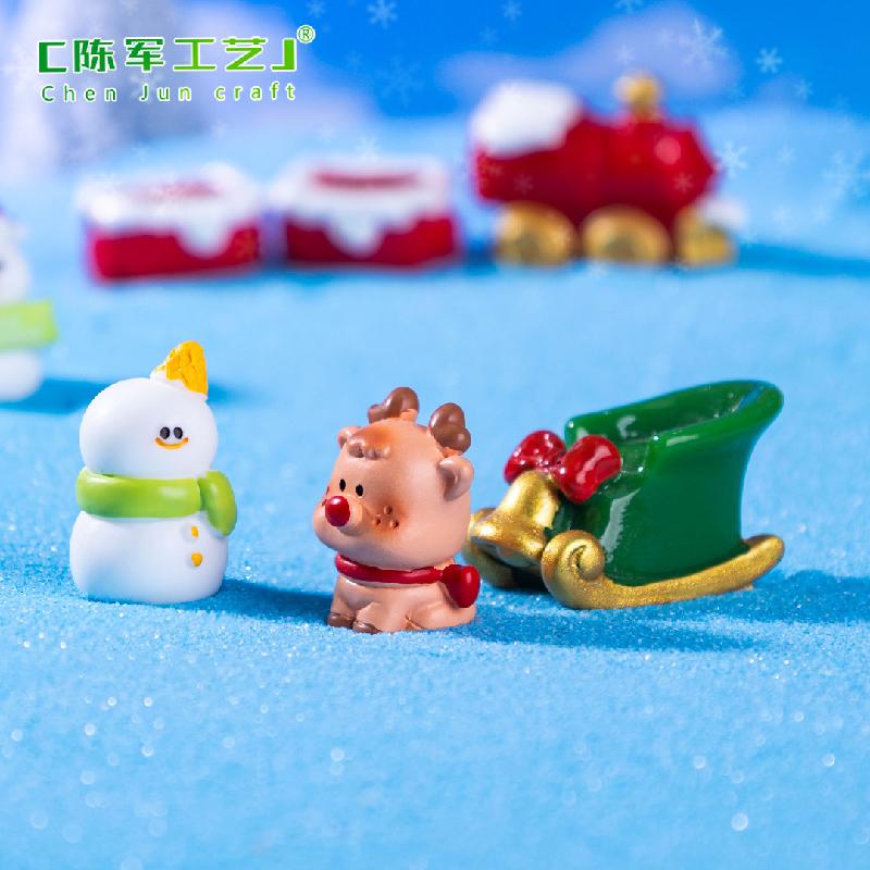 跨境新品微景观创意雪人麋鹿圣诞节 DIY装饰品配件迷你树脂小摆件