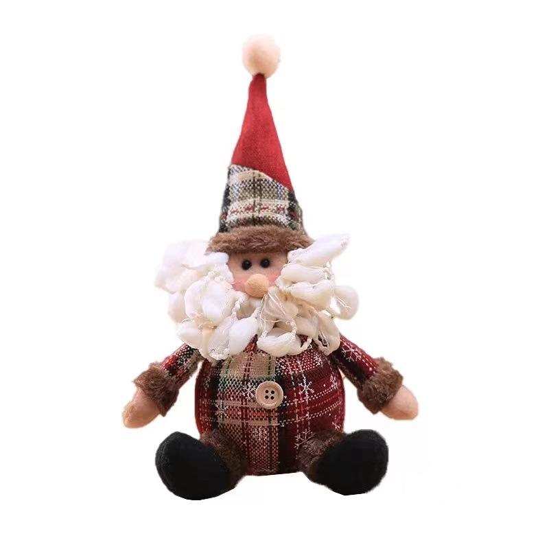 Đồ trang trí cây thông Noel hình nhân vật hoạt hình, tuyết và vải kẻ, quà tặng Giáng Sinh cho trẻ em.