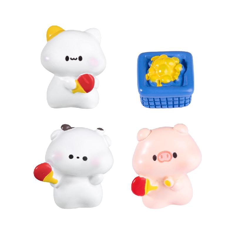 微景观创意运动会乒乓球小动物公仔 DIY装饰品配件微缩场景小摆件