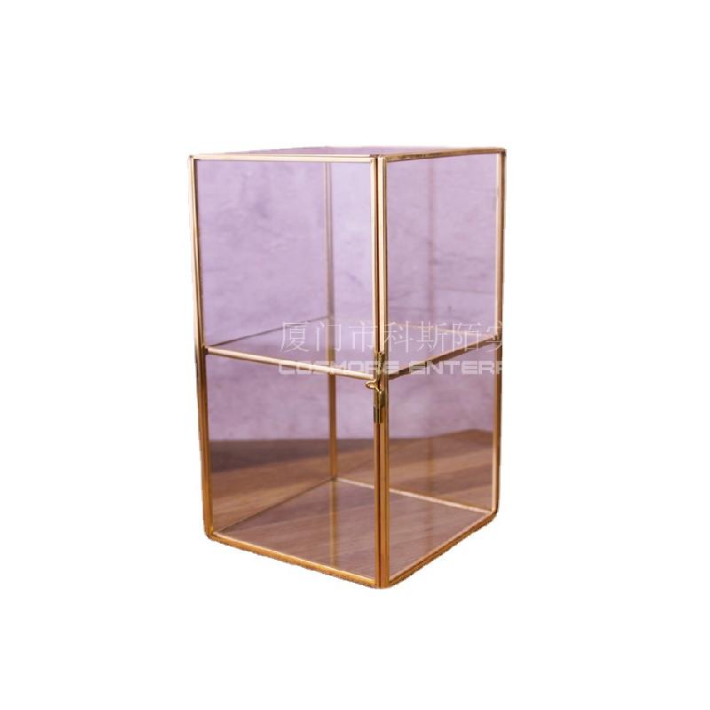 DG-164 Hộp gỗ gấp đôi dài chứa kính hoa phòng để chứa mỹ phẩm, chống bụi, có nắp gập với nắp gập bàn làm đẹp