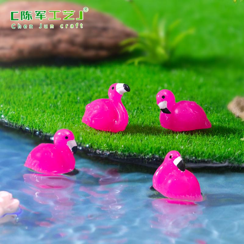 跨境外贸微景观创意迷你火烈鸟公仔萌粒 DIY装饰品配件树脂小摆件