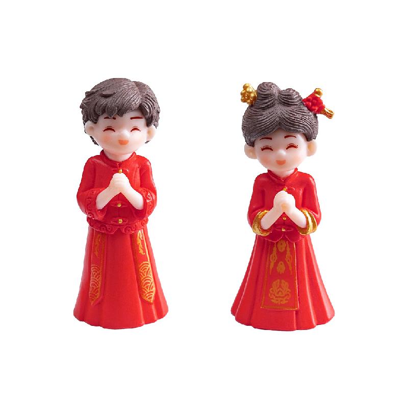微景观创意中式婚礼新娘情侣娃娃屋 DIY装饰品挂配迷你桌面小摆件