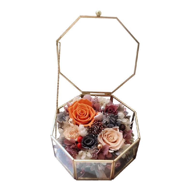 DG-181 Quà lễ hoa bền vĩnh viễn, hộp bạc trang sức, hộp hủy từ, thanh đồng, hoa khô, hộp kính, phòng trang điểm, hộp lưu trữ, đồ trang trí
