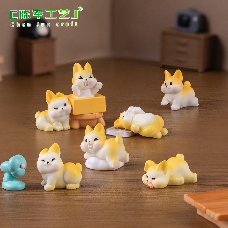 微景观创意可爱胖胖小柯基公仔萌粒 娃娃屋diy装饰品挂配件小摆件