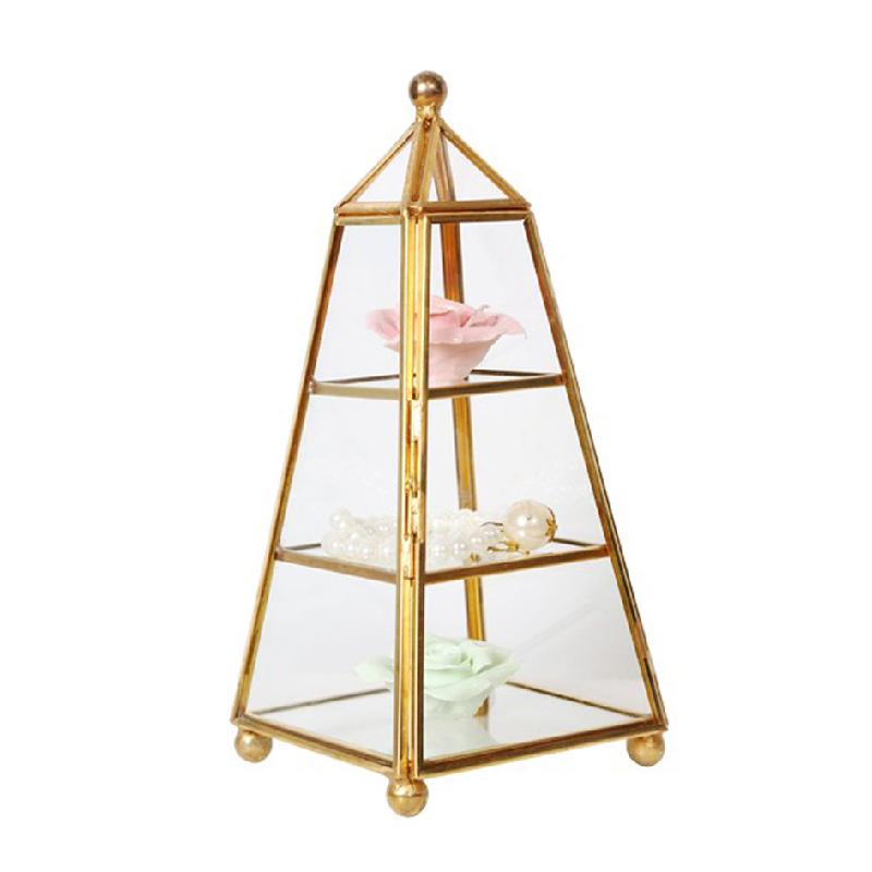 DG-168 Hộp trang sức kính châu Âu ba tầng để lưu trữ trang sức cổ điển