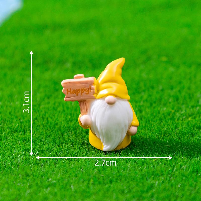 跨境微景观创意蓝色举牌小矮人萌粒盲袋 DIY装饰品配件迷你小摆件