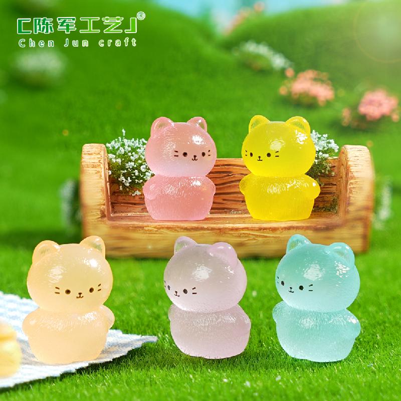 微景观创意夜光猫猫萌粒公仔园艺造景 DIY装饰品挂配件迷你小摆件