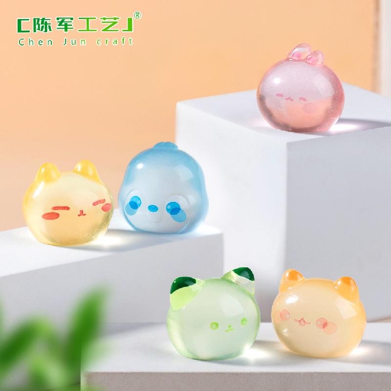 跨境新品微景观创意夜光小猫兔子动物头 DIY装饰品配件迷你小摆件