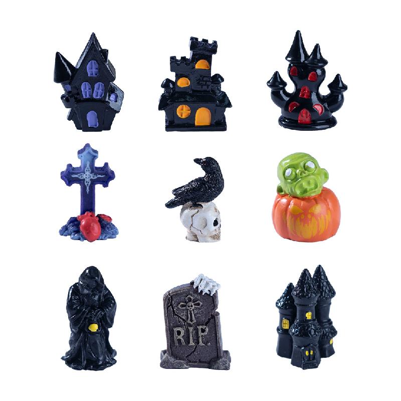 跨境新品微景观创意城堡南瓜万圣节造景DIY装饰品配件迷你小摆件