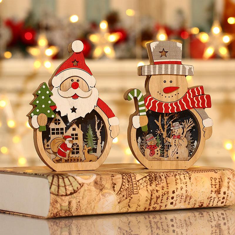 Sản phẩm mới: Đồ trang trí Giáng Sinh LED phát sáng, Santa gỗ, lý tưởng cho trang trí cây thông Noel và khách sạn.