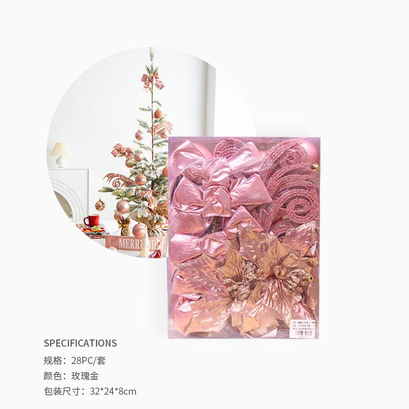 Trang trí Noel: Bóng vàng champagne, nơ trang trí đẹp