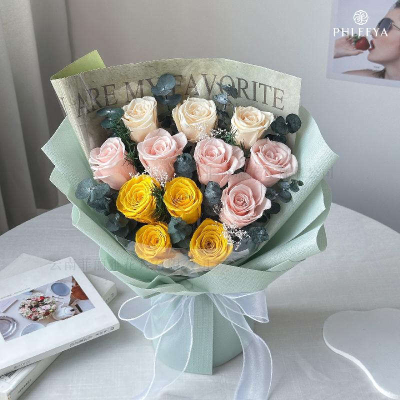 Bó hoa hồng vĩnh cửu quà tặng giáo viên Valentine Thất Tịch (HK-14)
